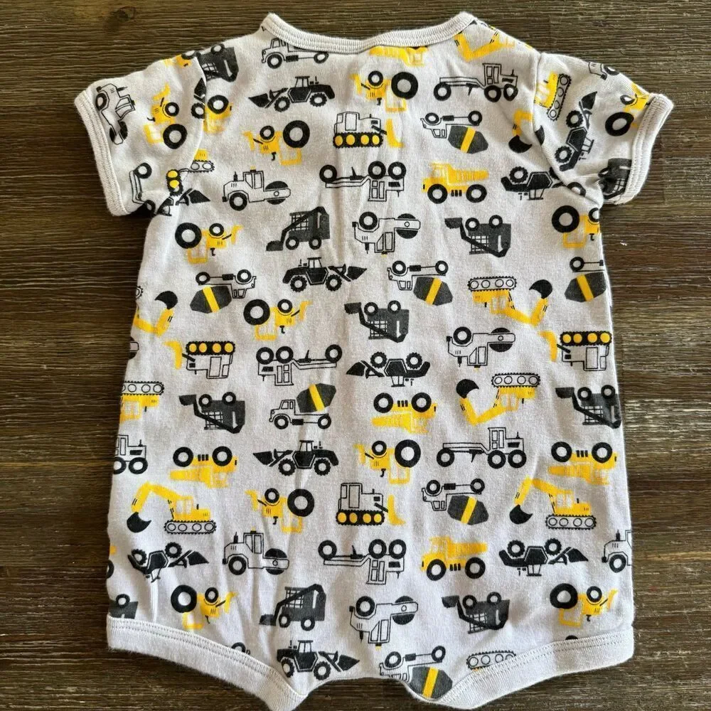 Carter’s Construction Cars Romper Shortall Baby Boy 3M